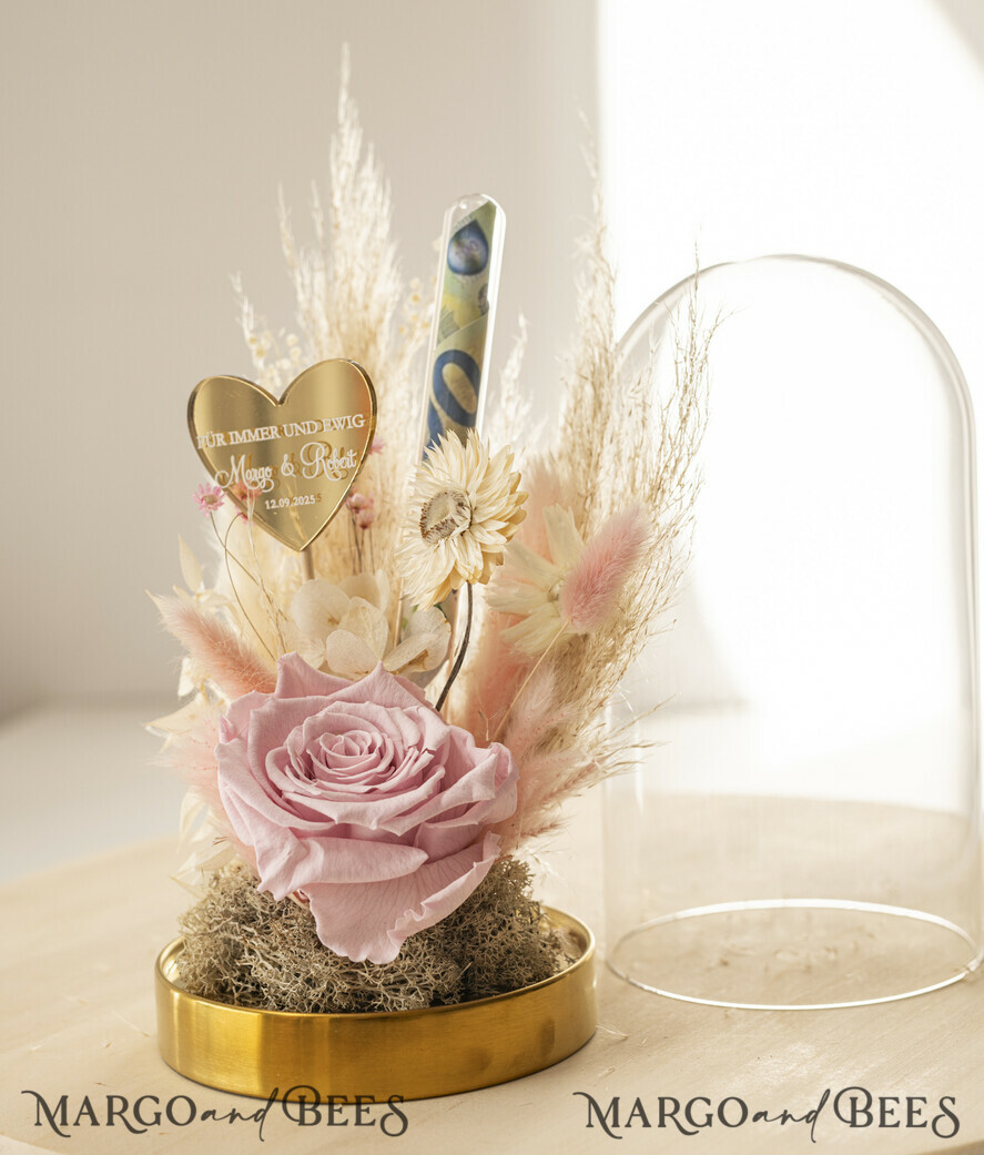 NEWLY WEDS COUPLE GIFTS Geldgeschenk zur Hochzeit Geschenkschachtel für Geld Geldgeschenk zur Hochzeit mit Strauß aus Trockenblumen personalisiert