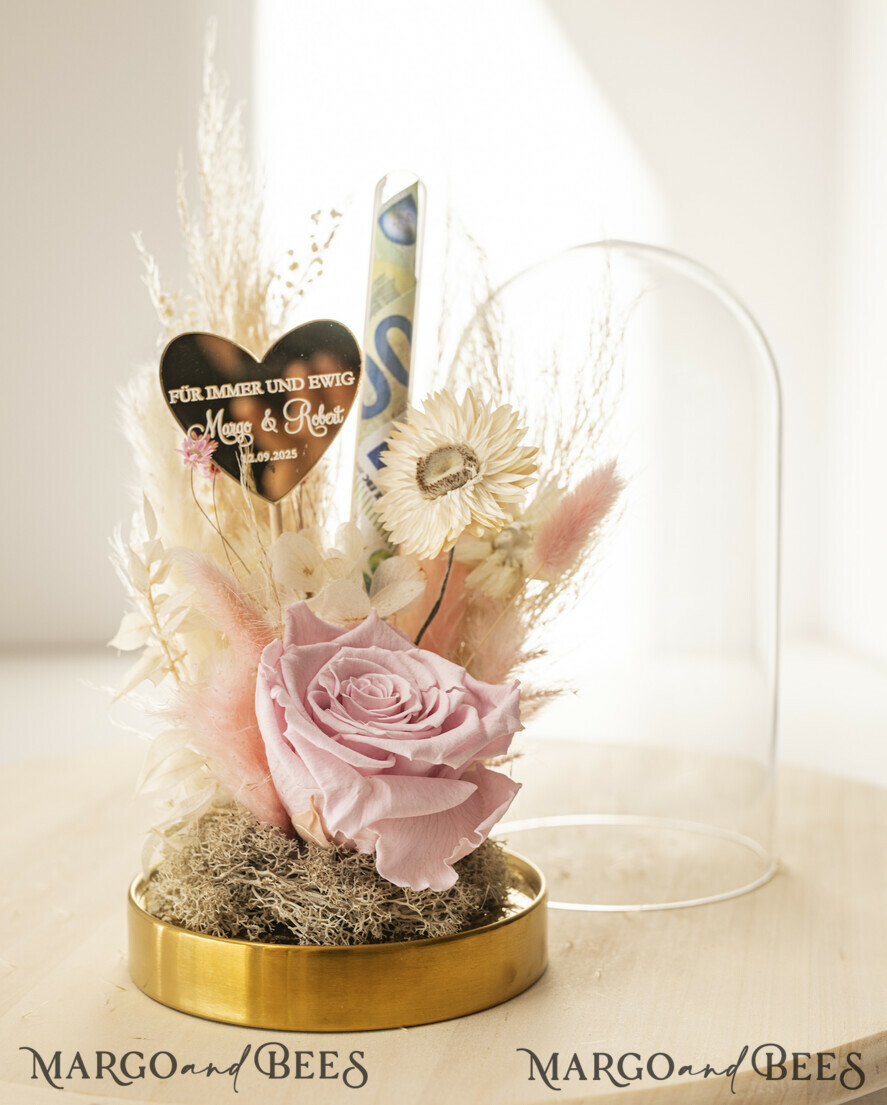 NEWLY WEDS COUPLE GIFTS Geldgeschenk zur Hochzeit Geschenkschachtel für Geld Geldgeschenk zur Hochzeit mit Strauß aus Trockenblumen personalisiert