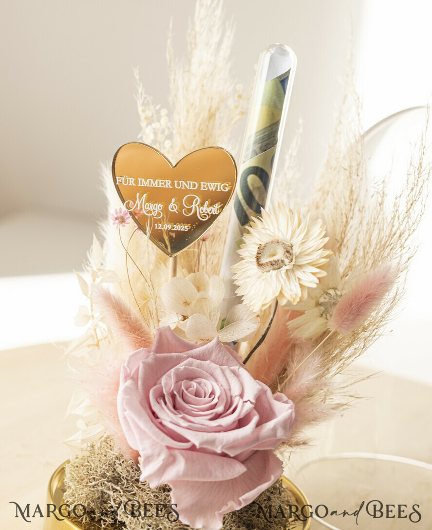 NEWLY WEDS COUPLE GIFTS Geldgeschenk zur Hochzeit Geschenkschachtel für Geld Geldgeschenk zur Hochzeit mit Strauß aus Trockenblumen personalisiert