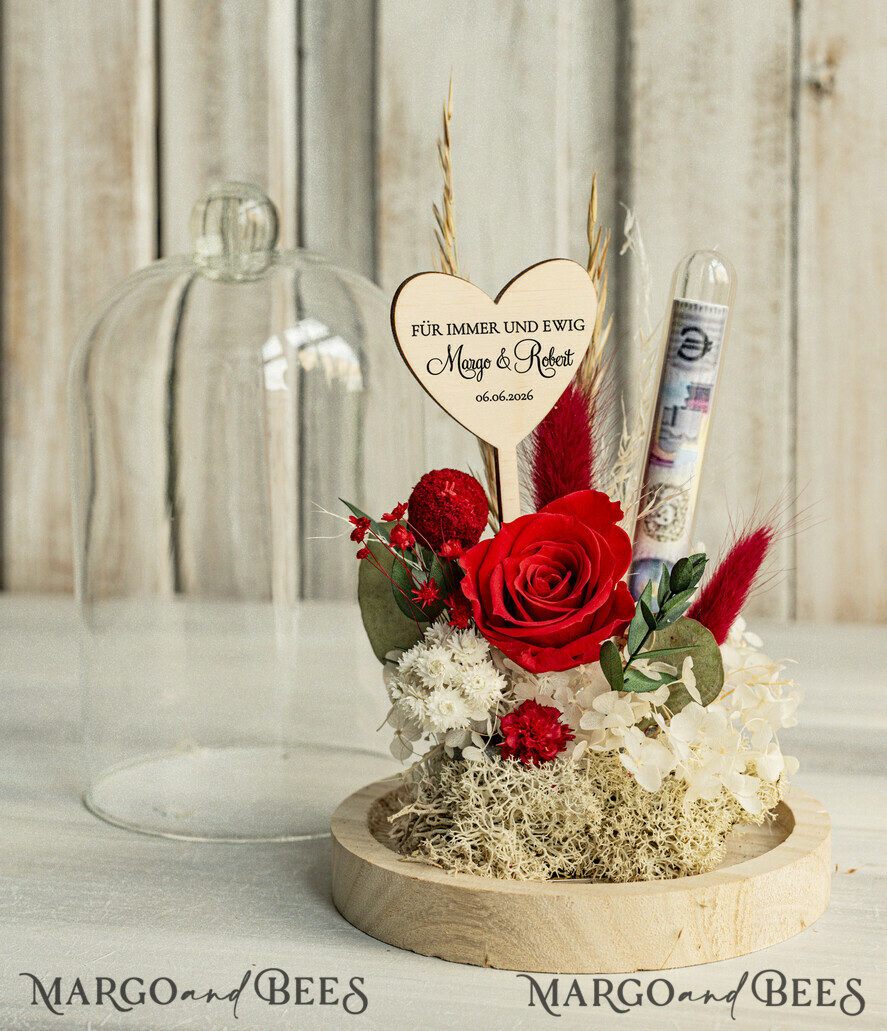 NEWLY WEDS COUPLE GIFTS Geldgeschenk zur Hochzeit Geschenkschachtel für Geld Geldgeschenk zur Hochzeit mit Strauß aus Trockenblumen personalisiert