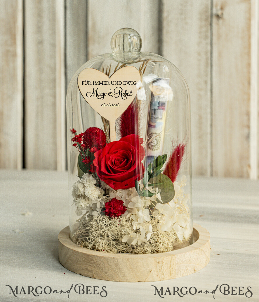 NEWLY WEDS COUPLE GIFTS Geldgeschenk zur Hochzeit Geschenkschachtel für Geld Geldgeschenk zur Hochzeit mit Strauß aus Trockenblumen personalisiert