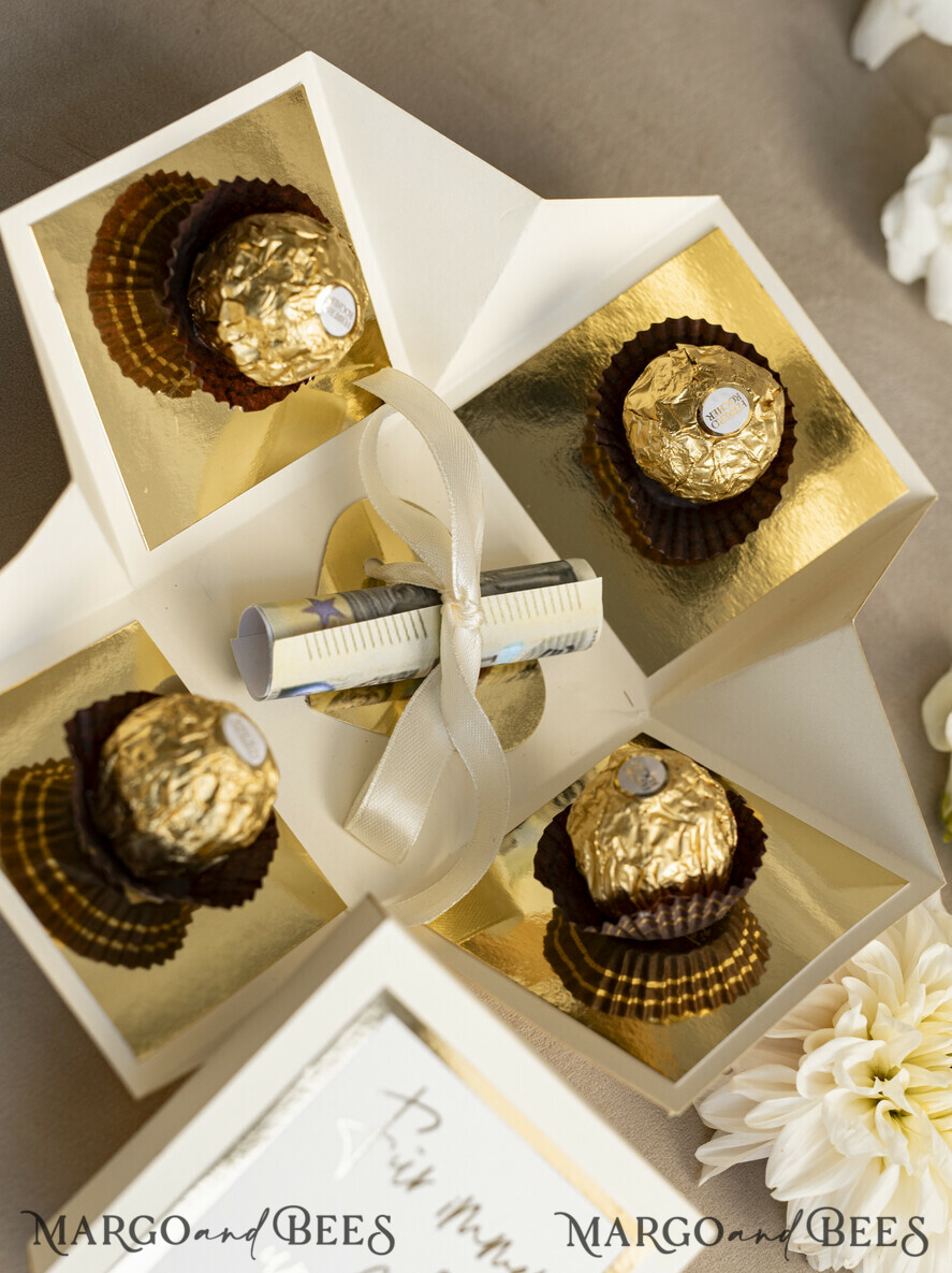 NEWLY WEDS COUPLE GIFTS Geldgeschenk zur Hochzeit Mini Geldgeschenk zur Hochzeit – Kleines Box mit großer Wirkung Kleines Geldgeschenk zur Hochzeit Exploding Box mit Pralinen