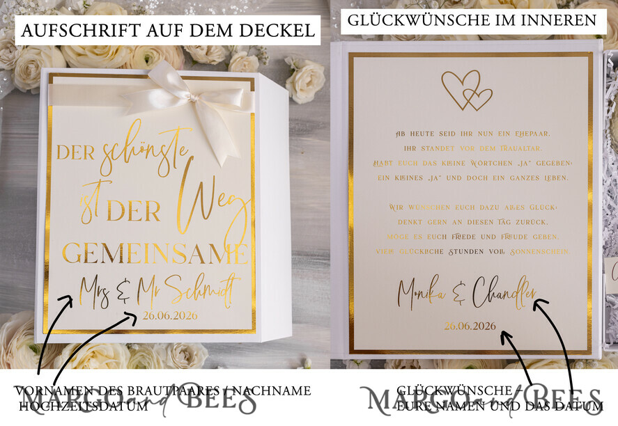 FRISCH VERHEIRATETES PAAR GESCHENKE Geldgeschenk zur Hochzeit Geschenkschachtel für Geld Geldgeschenk zur Hochzeit mit Strauß aus Trockenblumen personalisiert