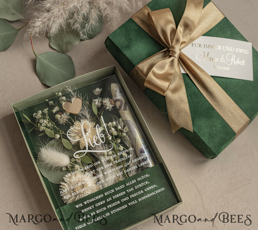 NEWLY WEDS COUPLE GIFTS Geldgeschenk zur Hochzeit Geschenkschachtel für Geld Geldgeschenk zur Hochzeit mit Strauß aus Trockenblumen personalisiert