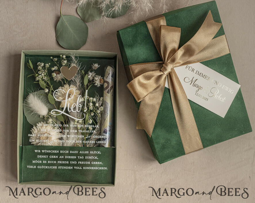 NEWLY WEDS COUPLE GIFTS Geldgeschenk zur Hochzeit Geschenkschachtel für Geld Geldgeschenk zur Hochzeit mit Strauß aus Trockenblumen personalisiert