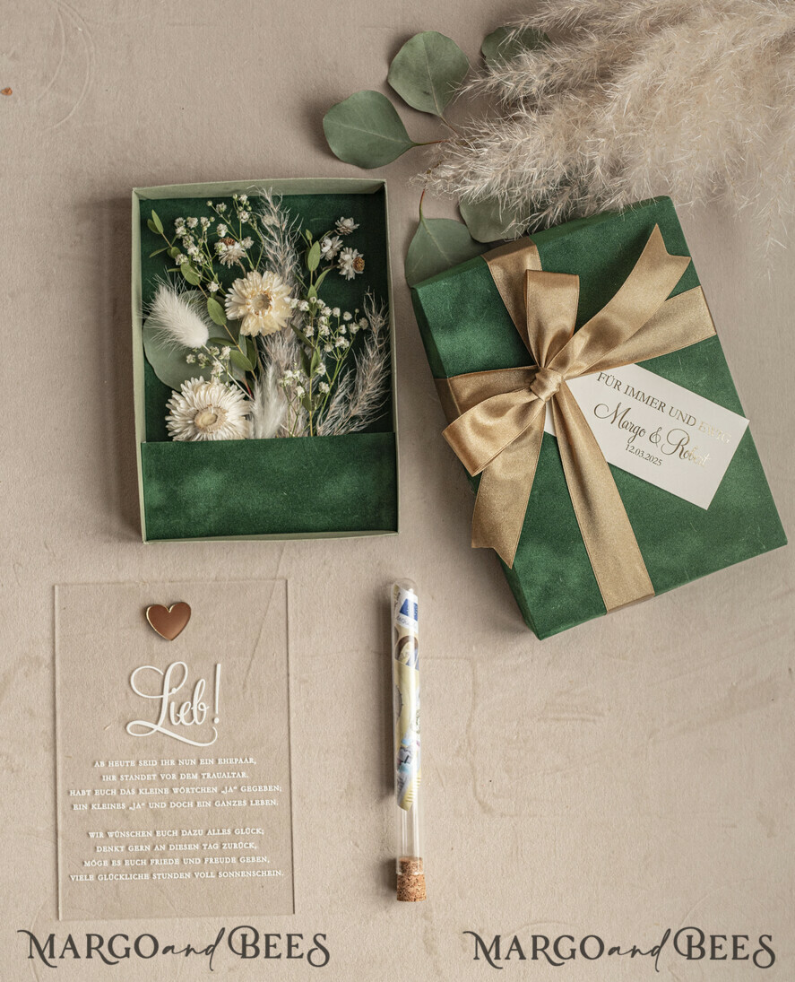 NEWLY WEDS COUPLE GIFTS Geldgeschenk zur Hochzeit Geschenkschachtel für Geld Geldgeschenk zur Hochzeit mit Strauß aus Trockenblumen personalisiert