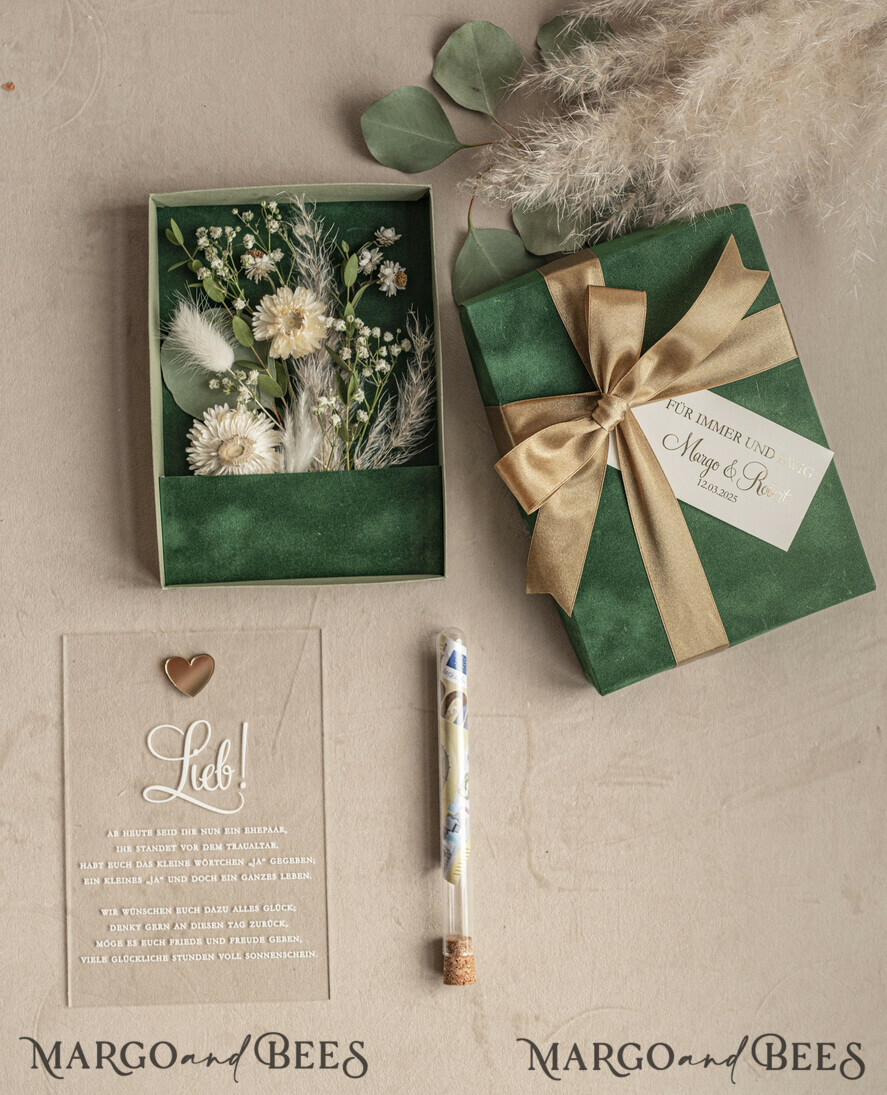 NEWLY WEDS COUPLE GIFTS Geldgeschenk zur Hochzeit Geschenkschachtel für Geld Geldgeschenk zur Hochzeit mit Strauß aus Trockenblumen personalisiert