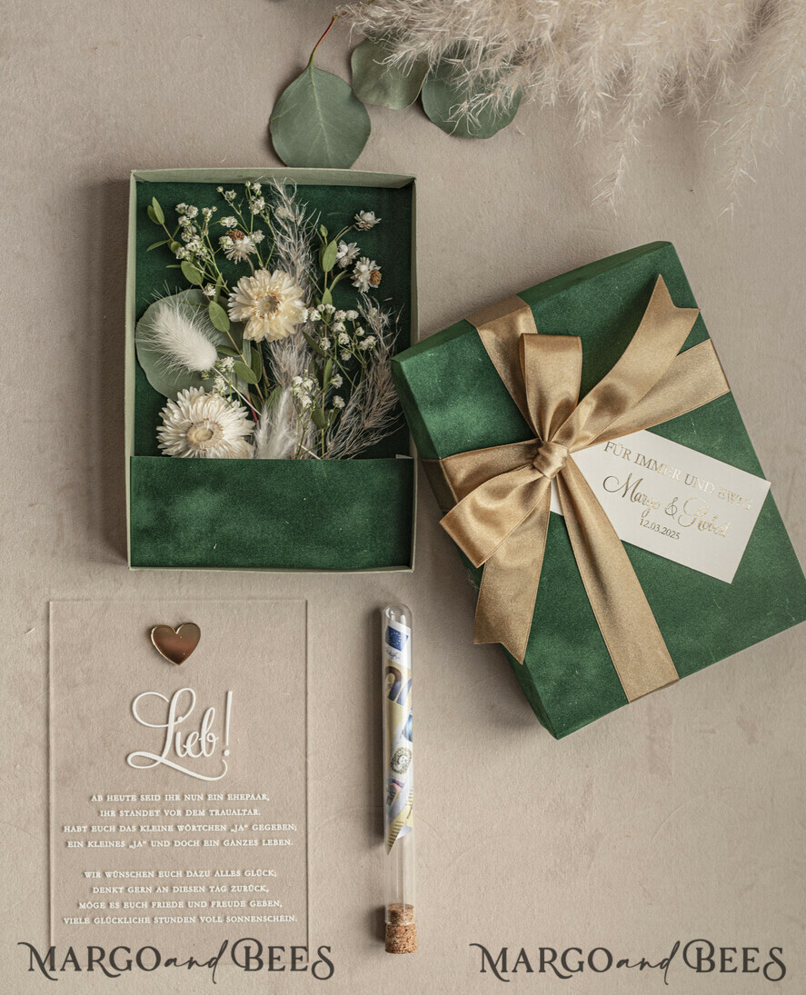 NEWLY WEDS COUPLE GIFTS Geldgeschenk zur Hochzeit Geschenkschachtel für Geld Geldgeschenk zur Hochzeit mit Strauß aus Trockenblumen personalisiert