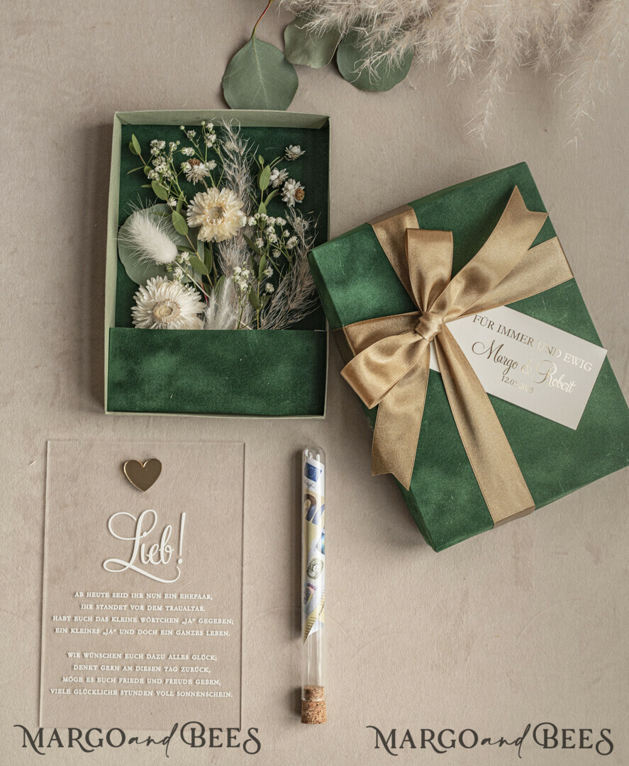 NEWLY WEDS COUPLE GIFTS Geldgeschenk zur Hochzeit Geschenkschachtel für Geld Geldgeschenk zur Hochzeit mit Strauß aus Trockenblumen personalisiert