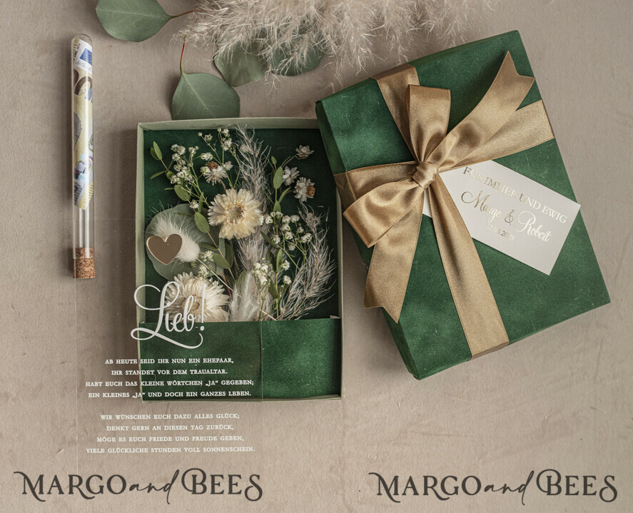NEWLY WEDS COUPLE GIFTS Geldgeschenk zur Hochzeit Geschenkschachtel für Geld Geldgeschenk zur Hochzeit mit Strauß aus Trockenblumen personalisiert