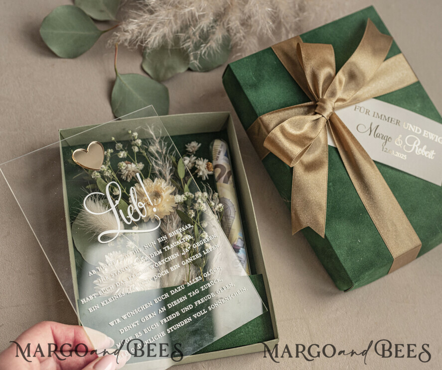 NEWLY WEDS COUPLE GIFTS Geldgeschenk zur Hochzeit Geschenkschachtel für Geld Geldgeschenk zur Hochzeit mit Strauß aus Trockenblumen personalisiert