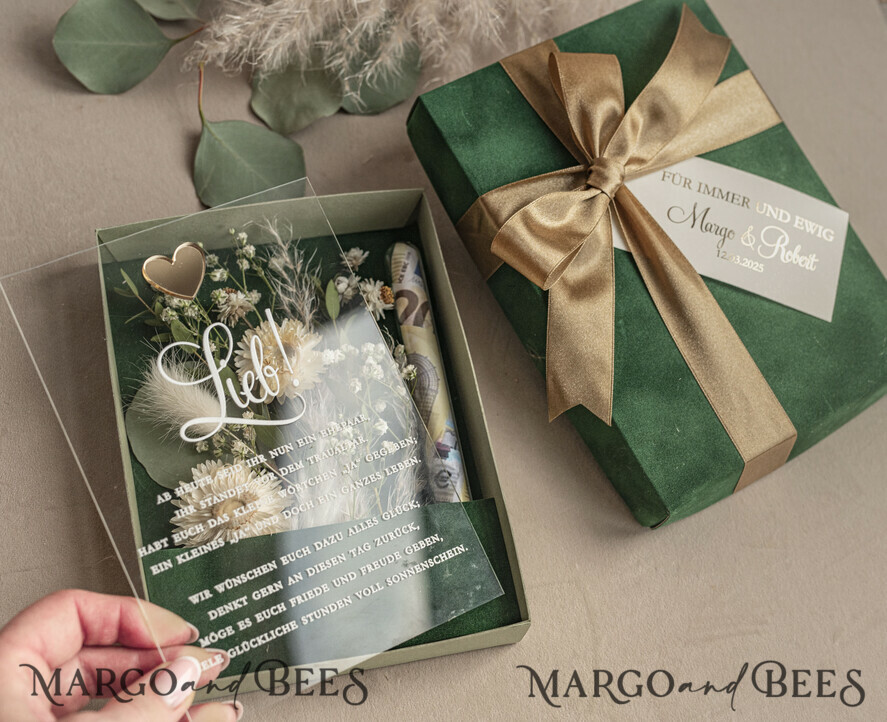 NEWLY WEDS COUPLE GIFTS Geldgeschenk zur Hochzeit Geschenkschachtel für Geld Geldgeschenk zur Hochzeit mit Strauß aus Trockenblumen personalisiert