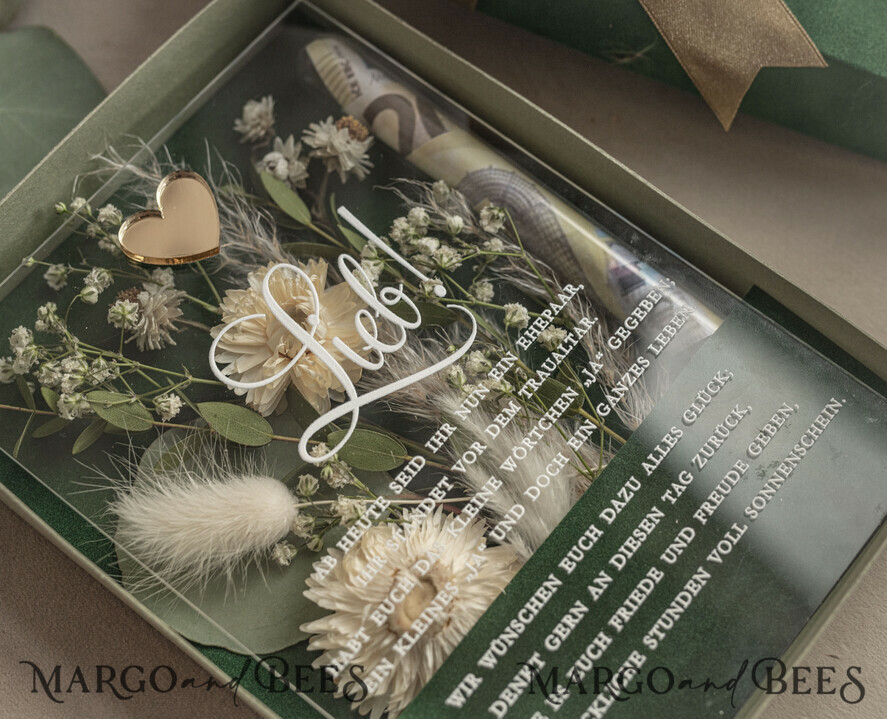 NEWLY WEDS COUPLE GIFTS Geldgeschenk zur Hochzeit Geschenkschachtel für Geld Geldgeschenk zur Hochzeit mit Strauß aus Trockenblumen personalisiert