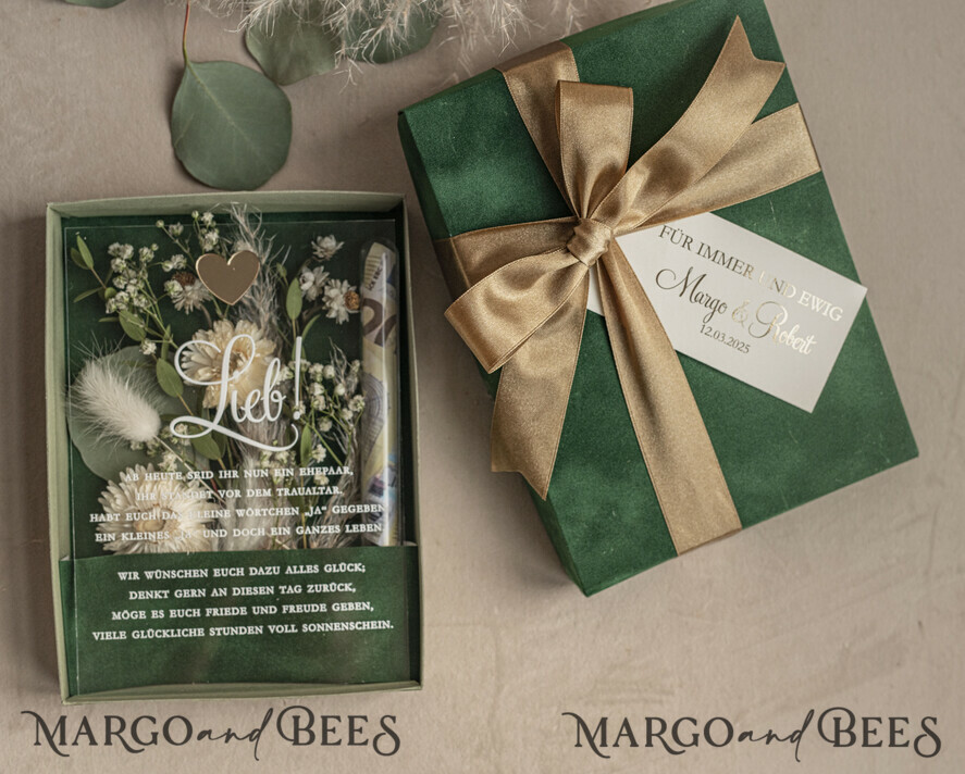 NEWLY WEDS COUPLE GIFTS Geldgeschenk zur Hochzeit Geschenkschachtel für Geld Geldgeschenk zur Hochzeit mit Strauß aus Trockenblumen personalisiert
