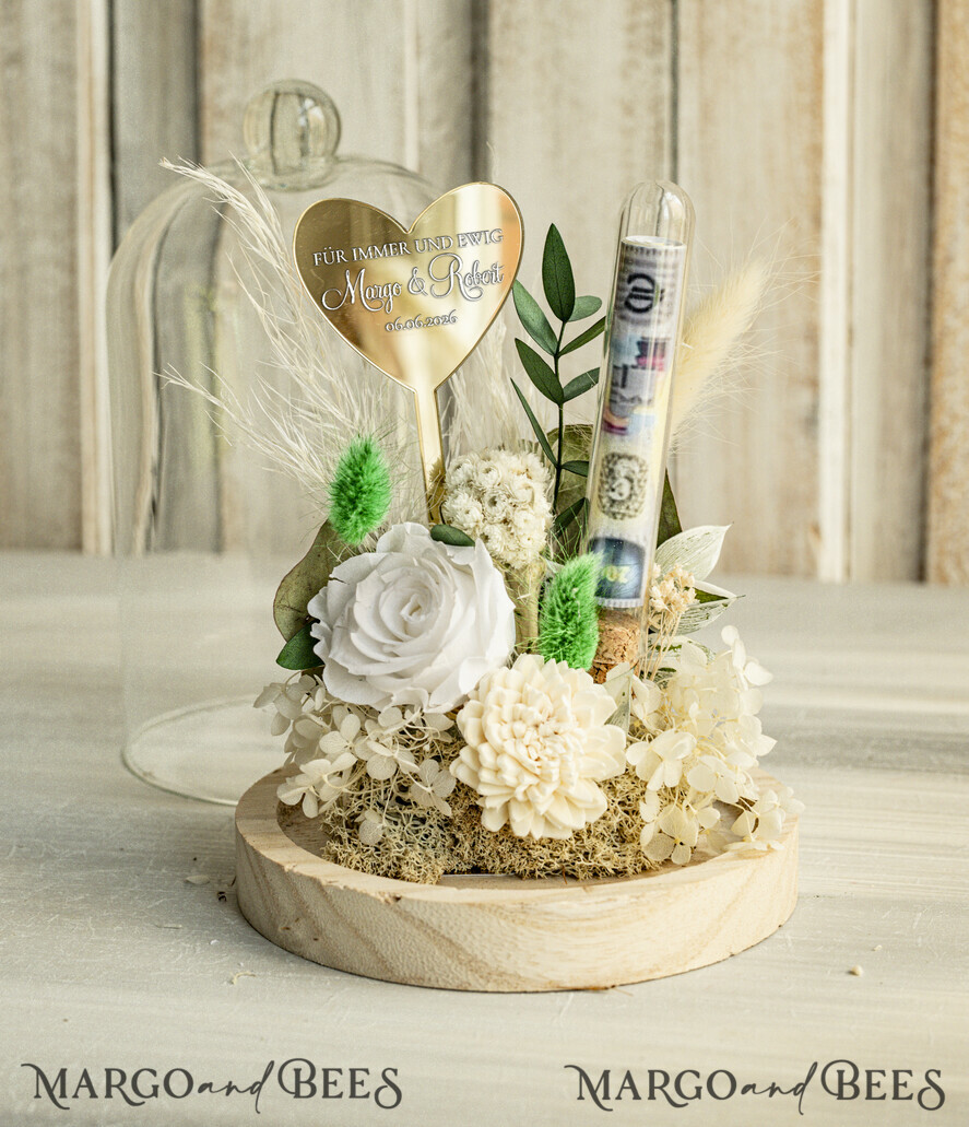 NEWLY WEDS COUPLE GIFTS Geldgeschenk zur Hochzeit Geschenkschachtel für Geld Geldgeschenk zur Hochzeit mit Strauß aus Trockenblumen personalisiert