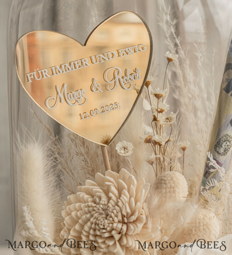 FRISCH VERHEIRATETES PAAR GESCHENKE Geldgeschenk zur Hochzeit Geschenkschachtel für Geld Geldgeschenk zur Hochzeit mit Strauß aus Trockenblumen personalisiert