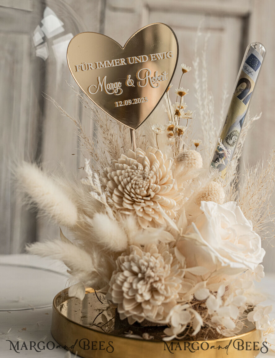 FRISCH VERHEIRATETES PAAR GESCHENKE Geldgeschenk zur Hochzeit Geschenkschachtel für Geld Geldgeschenk zur Hochzeit mit Strauß aus Trockenblumen personalisiert