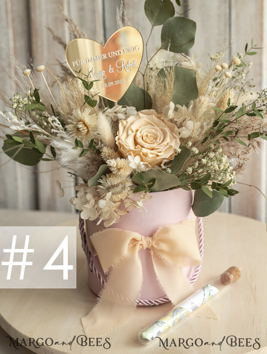 NEWLY WEDS COUPLE GIFTS Geldgeschenk zur Hochzeit Geschenkschachtel für Geld Geldgeschenk zur Hochzeit mit Strauß aus Trockenblumen personalisiert