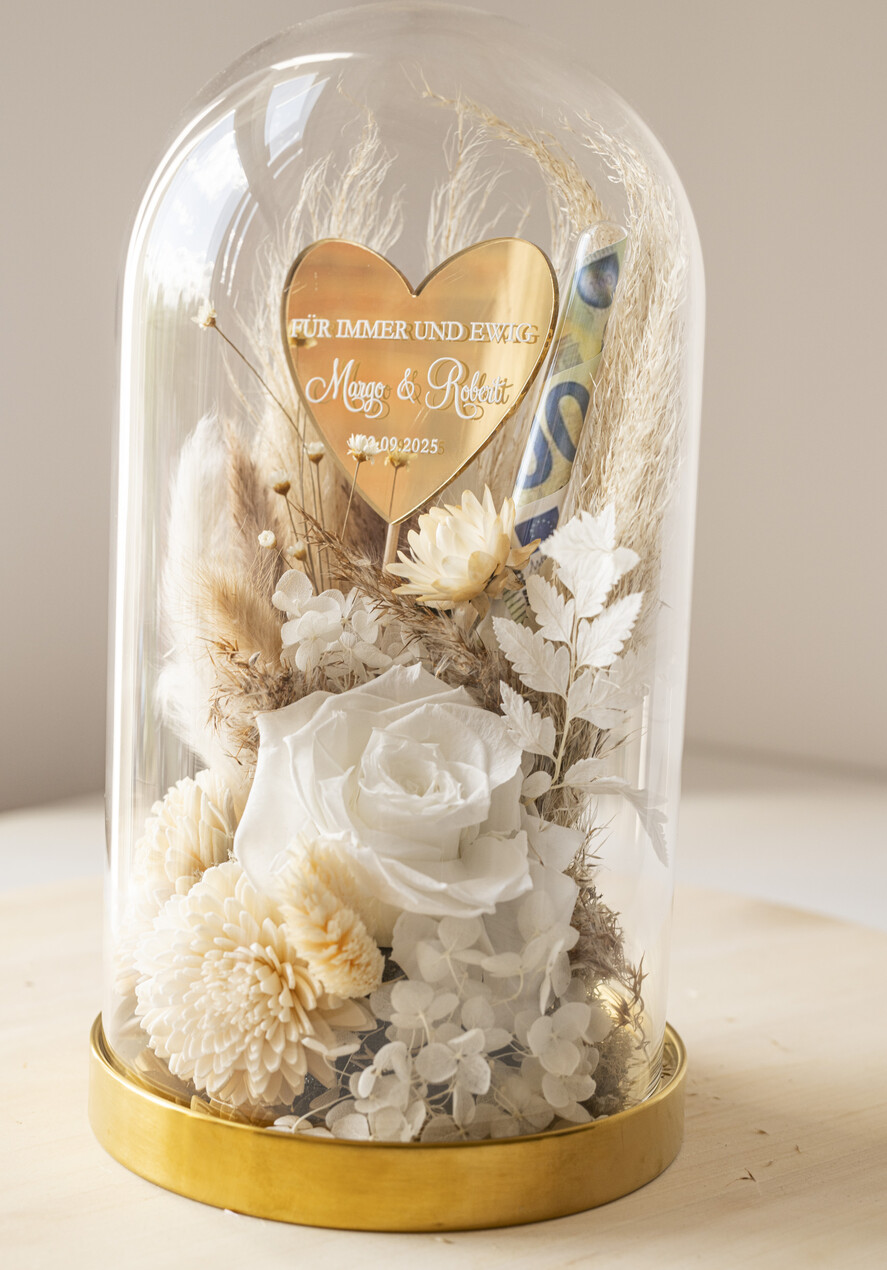NEWLY WEDS COUPLE GIFTS Geldgeschenk zur Hochzeit Geschenkschachtel für Geld Geldgeschenk zur Hochzeit mit Strauß aus Trockenblumen personalisiert