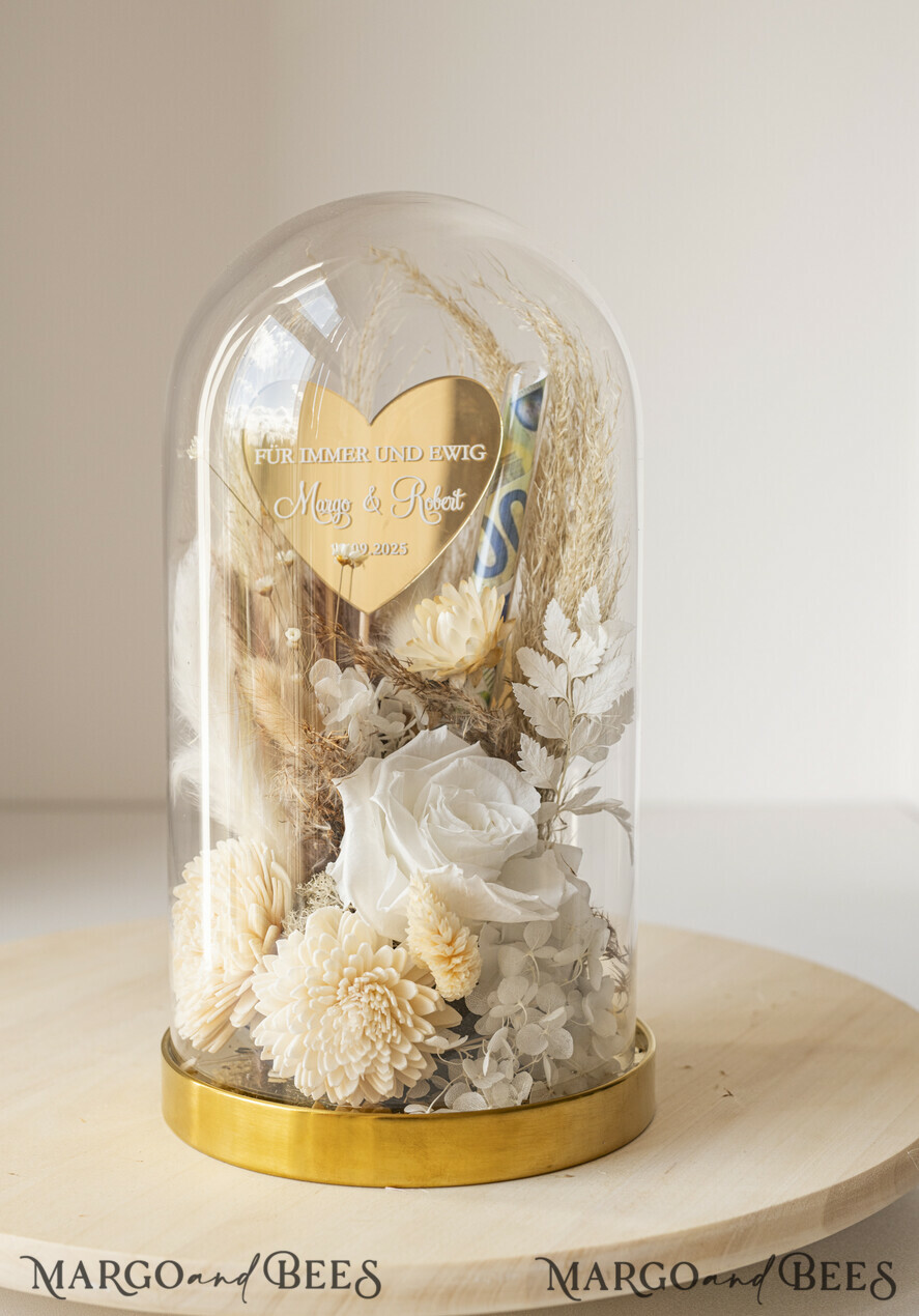 NEWLY WEDS COUPLE GIFTS Geldgeschenk zur Hochzeit Geschenkschachtel für Geld Geldgeschenk zur Hochzeit mit Strauß aus Trockenblumen personalisiert