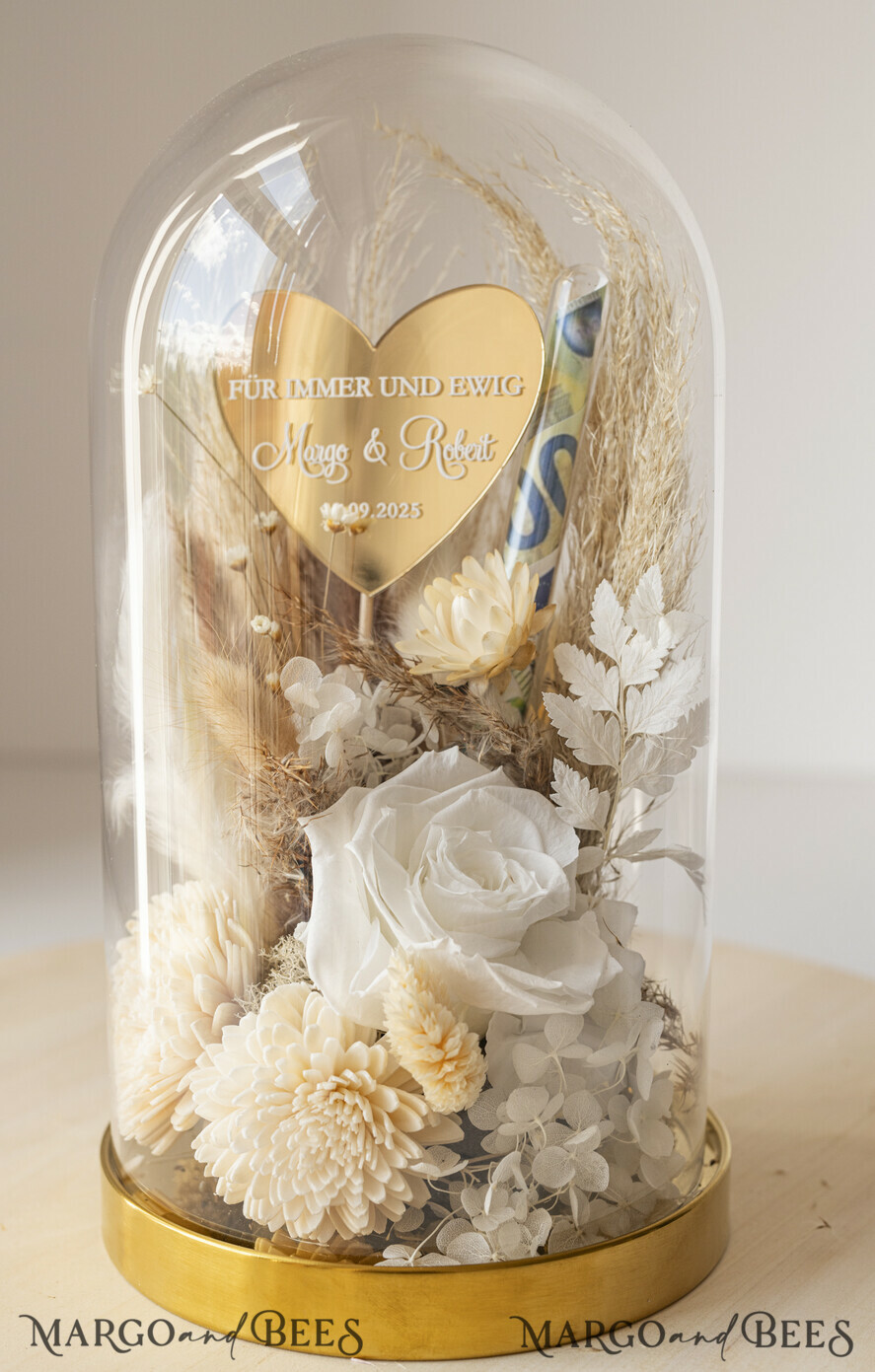 NEWLY WEDS COUPLE GIFTS Geldgeschenk zur Hochzeit Geschenkschachtel für Geld Geldgeschenk zur Hochzeit mit Strauß aus Trockenblumen personalisiert