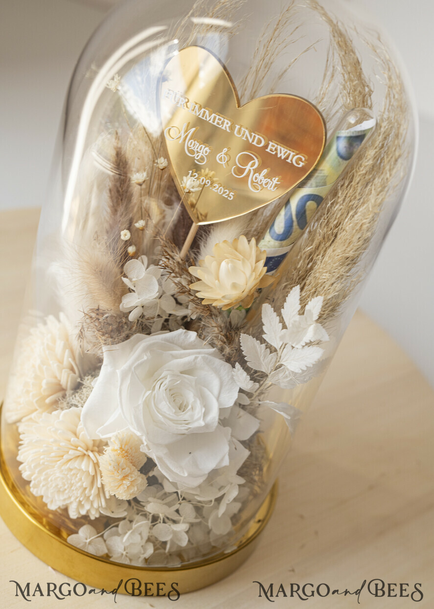 NEWLY WEDS COUPLE GIFTS Geldgeschenk zur Hochzeit Geschenkschachtel für Geld Geldgeschenk zur Hochzeit mit Strauß aus Trockenblumen personalisiert