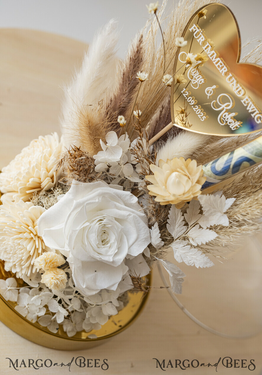 NEWLY WEDS COUPLE GIFTS Geldgeschenk zur Hochzeit Geschenkschachtel für Geld Geldgeschenk zur Hochzeit mit Strauß aus Trockenblumen personalisiert