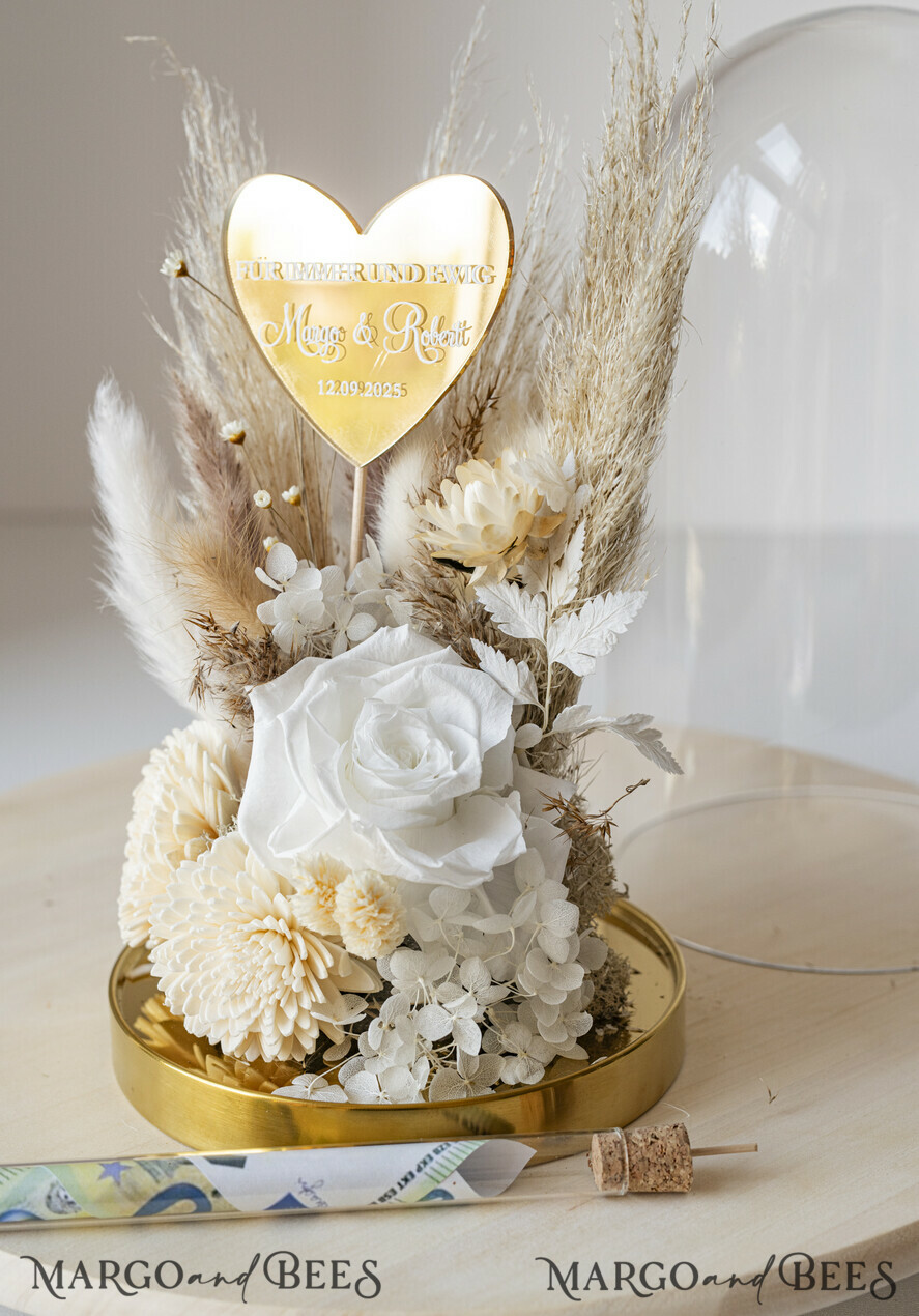 NEWLY WEDS COUPLE GIFTS Geldgeschenk zur Hochzeit Geschenkschachtel für Geld Geldgeschenk zur Hochzeit mit Strauß aus Trockenblumen personalisiert