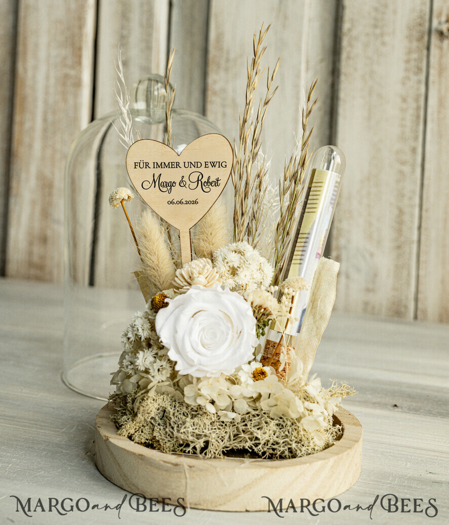 FRISCH VERHEIRATETES PAAR GESCHENKE Geldgeschenk zur Hochzeit Geschenkschachtel für Geld Geldgeschenk zur Hochzeit mit Strauß aus Trockenblumen personalisiert