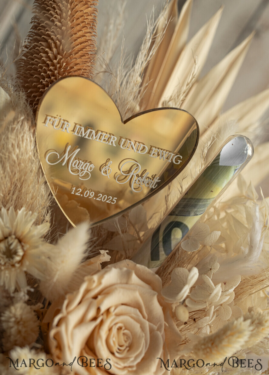 NEWLY WEDS COUPLE GIFTS Geldgeschenk zur Hochzeit Geschenkschachtel für Geld Geldgeschenk zur Hochzeit mit Strauß aus Trockenblumen personalisiert