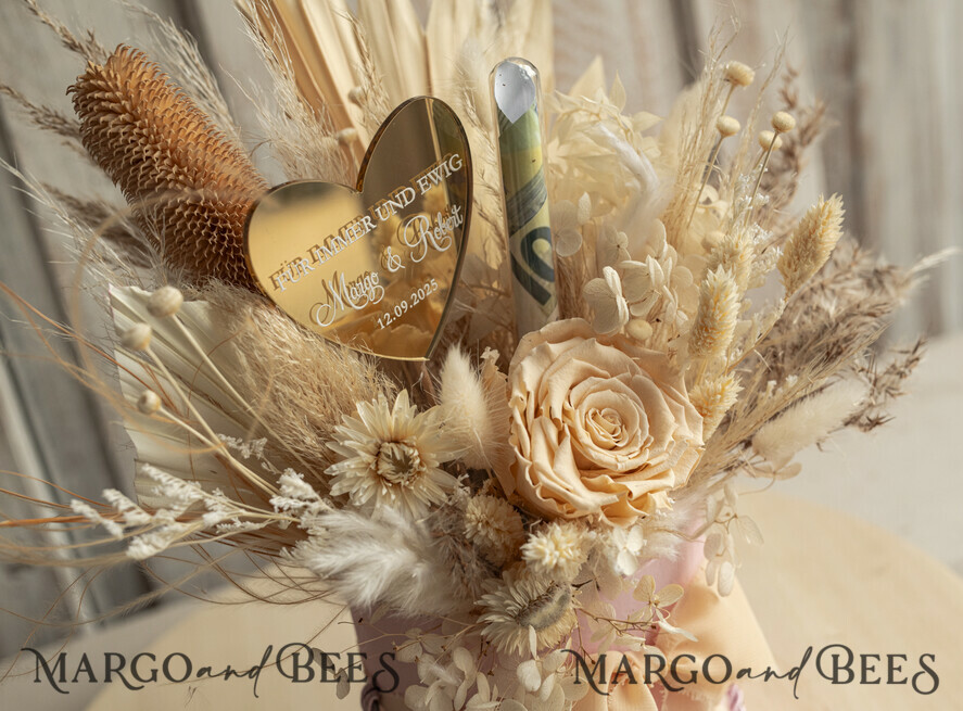 NEWLY WEDS COUPLE GIFTS Geldgeschenk zur Hochzeit Geschenkschachtel für Geld Geldgeschenk zur Hochzeit mit Strauß aus Trockenblumen personalisiert