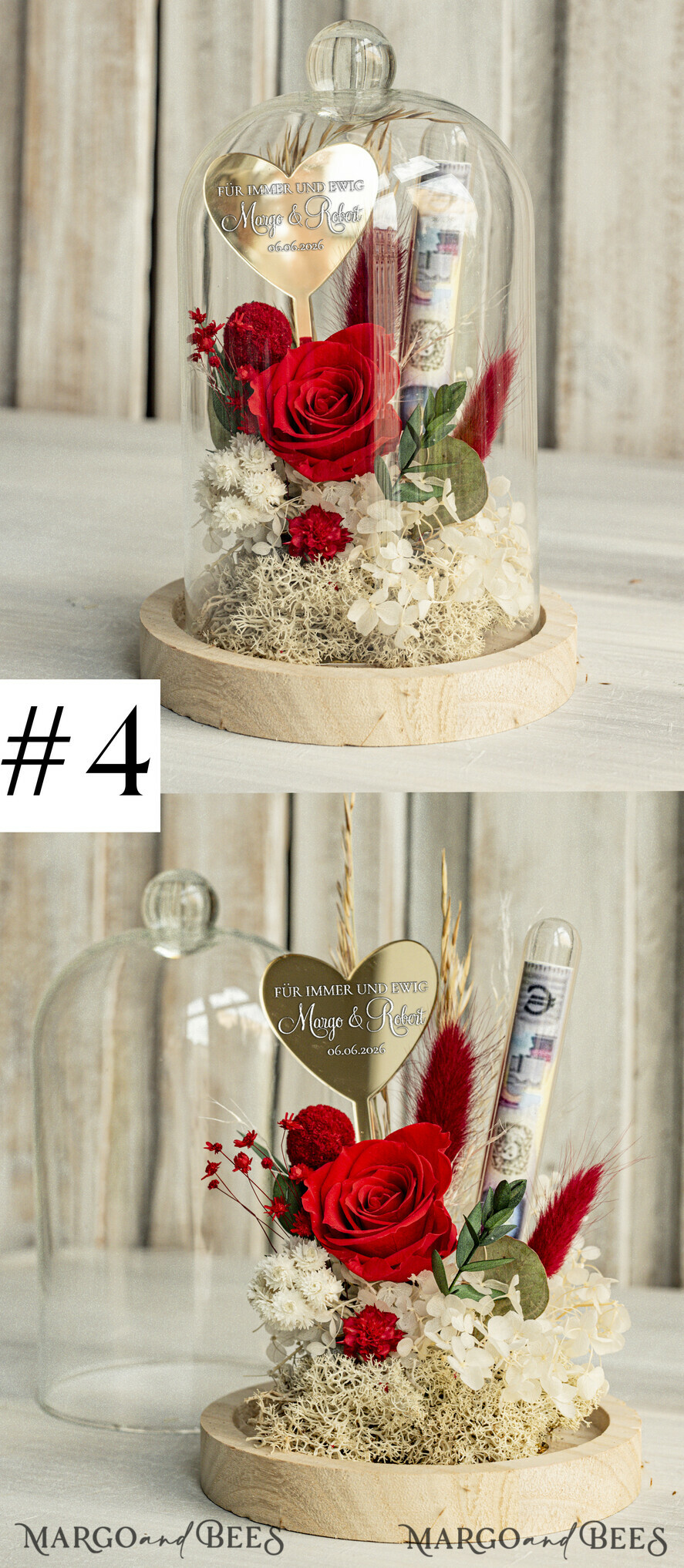 FRISCH VERHEIRATETES PAAR GESCHENKE Geldgeschenk zur Hochzeit Geschenkschachtel für Geld Geldgeschenk zur Hochzeit mit Strauß aus Trockenblumen personalisiert