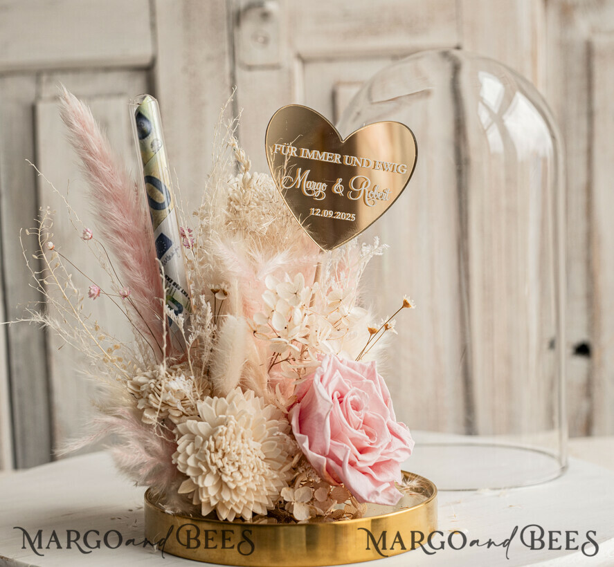 NEWLY WEDS COUPLE GIFTS Geldgeschenk zur Hochzeit Geschenkschachtel für Geld Geldgeschenk zur Hochzeit mit Strauß aus Trockenblumen personalisiert