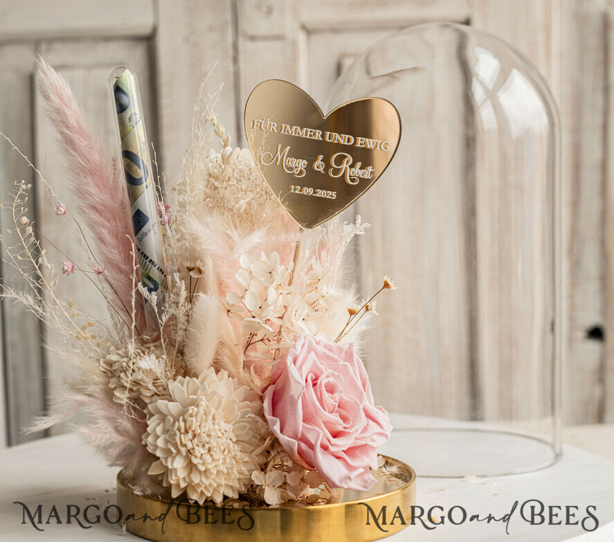NEWLY WEDS COUPLE GIFTS Geldgeschenk zur Hochzeit Geschenkschachtel für Geld Geldgeschenk zur Hochzeit mit Strauß aus Trockenblumen personalisiert