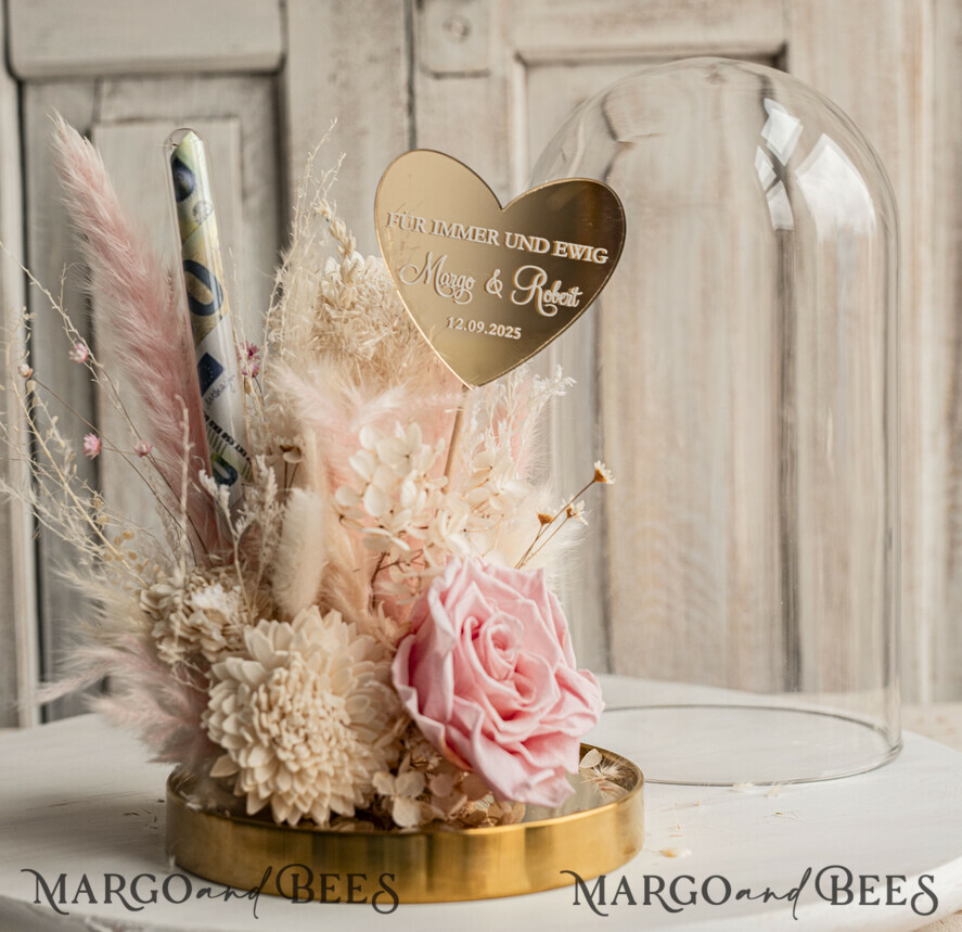 NEWLY WEDS COUPLE GIFTS Geldgeschenk zur Hochzeit Geschenkschachtel für Geld Geldgeschenk zur Hochzeit mit Strauß aus Trockenblumen personalisiert