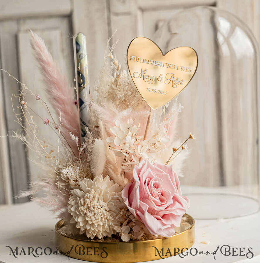 NEWLY WEDS COUPLE GIFTS Geldgeschenk zur Hochzeit Geschenkschachtel für Geld Geldgeschenk zur Hochzeit mit Strauß aus Trockenblumen personalisiert