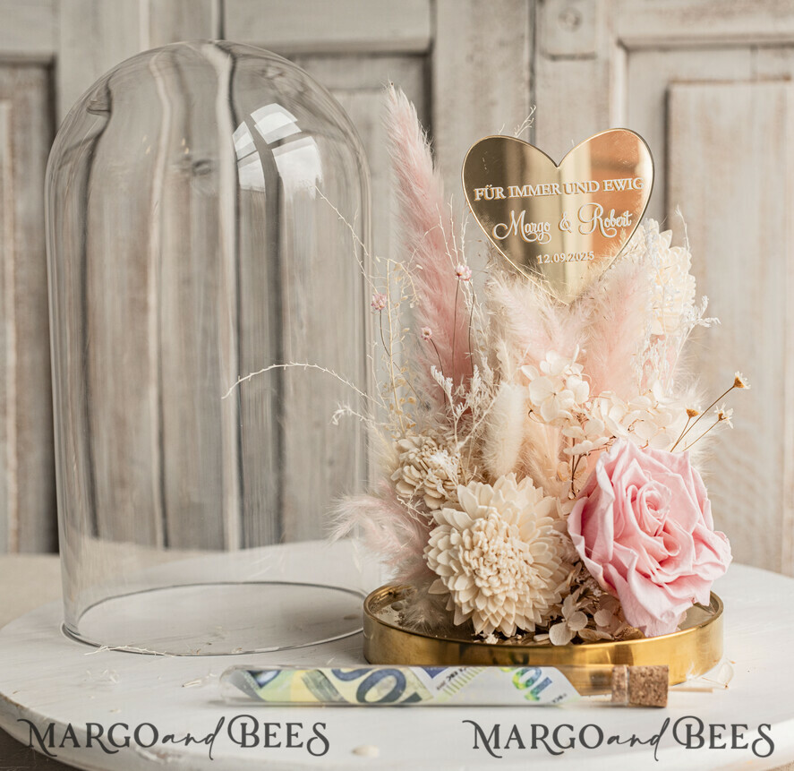NEWLY WEDS COUPLE GIFTS Geldgeschenk zur Hochzeit Geschenkschachtel für Geld Geldgeschenk zur Hochzeit mit Strauß aus Trockenblumen personalisiert
