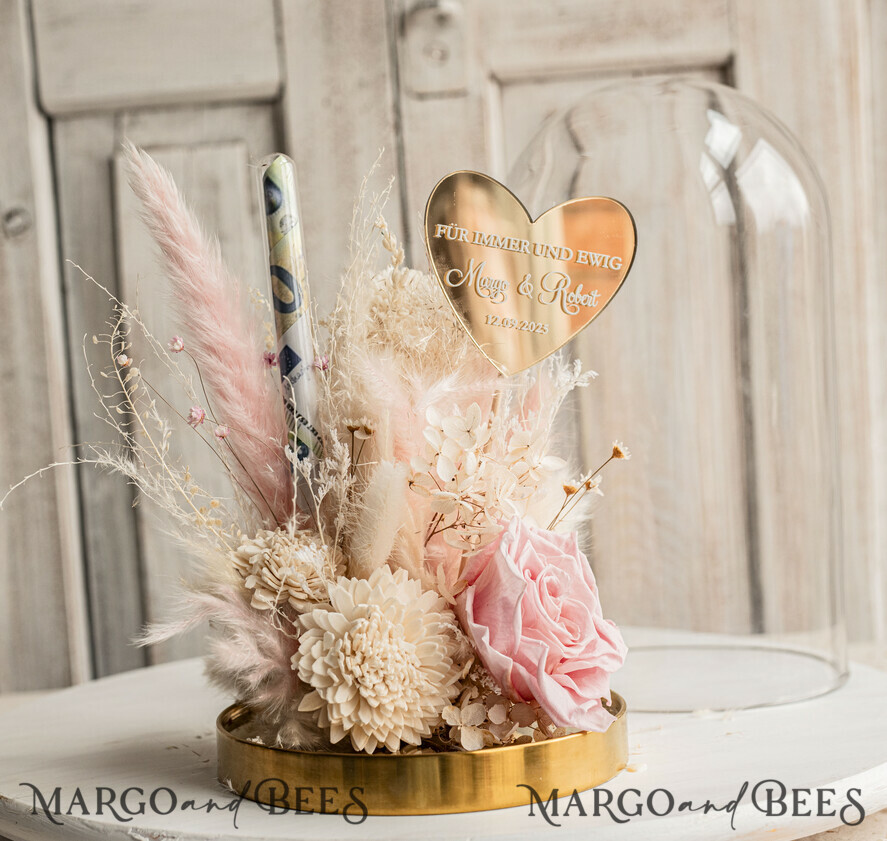 NEWLY WEDS COUPLE GIFTS Geldgeschenk zur Hochzeit Geschenkschachtel für Geld Geldgeschenk zur Hochzeit mit Strauß aus Trockenblumen personalisiert