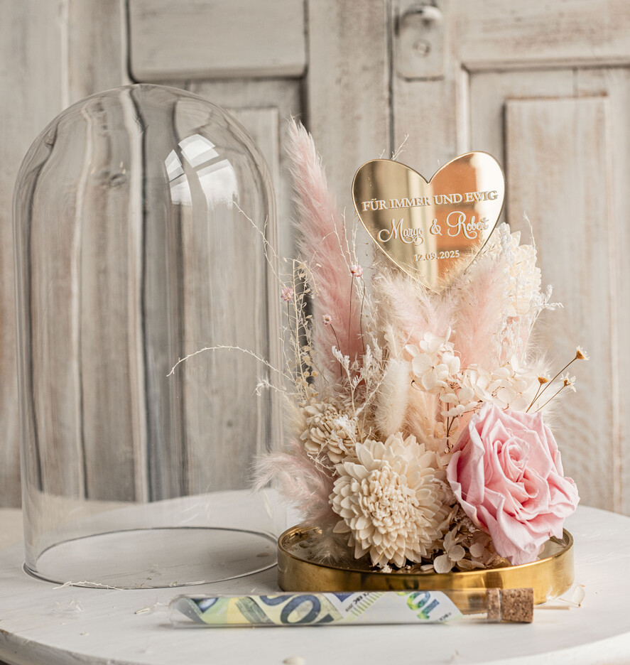 NEWLY WEDS COUPLE GIFTS Geldgeschenk zur Hochzeit Geschenkschachtel für Geld Geldgeschenk zur Hochzeit mit Strauß aus Trockenblumen personalisiert