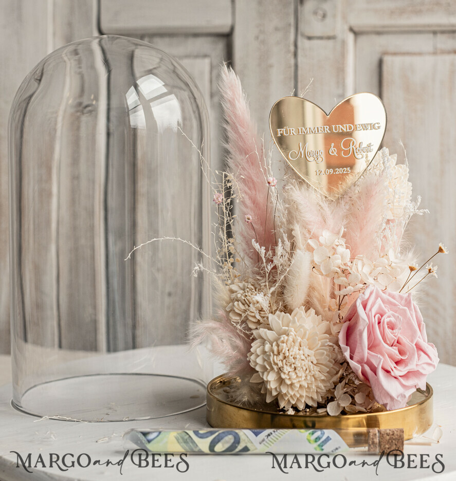 NEWLY WEDS COUPLE GIFTS Geldgeschenk zur Hochzeit Geschenkschachtel für Geld Geldgeschenk zur Hochzeit mit Strauß aus Trockenblumen personalisiert