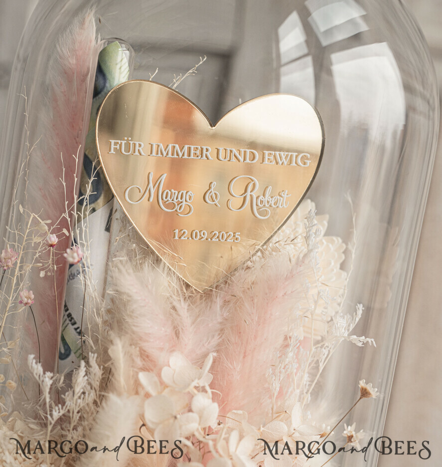 NEWLY WEDS COUPLE GIFTS Geldgeschenk zur Hochzeit Geschenkschachtel für Geld Geldgeschenk zur Hochzeit mit Strauß aus Trockenblumen personalisiert