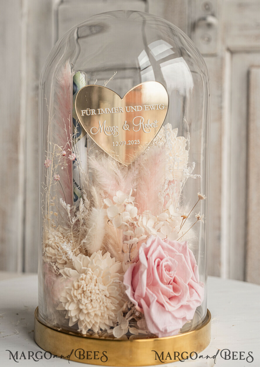 NEWLY WEDS COUPLE GIFTS Geldgeschenk zur Hochzeit Geschenkschachtel für Geld Geldgeschenk zur Hochzeit mit Strauß aus Trockenblumen personalisiert