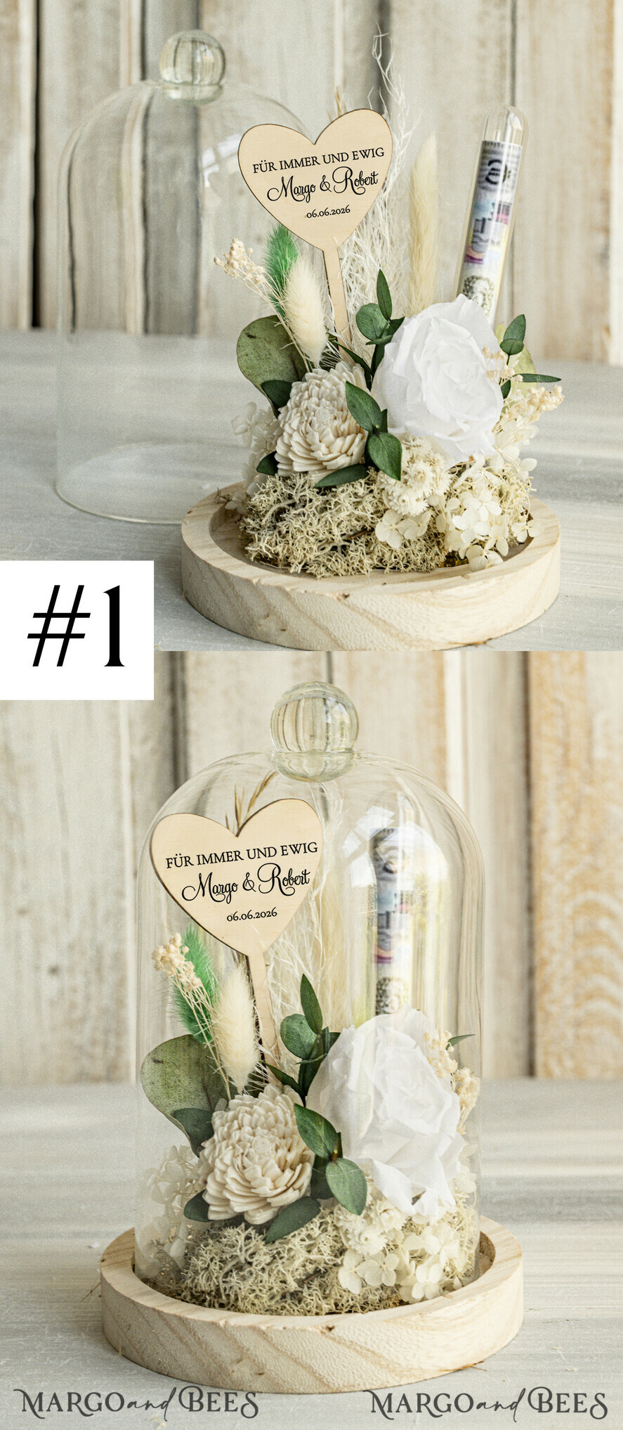 NEWLY WEDS COUPLE GIFTS Geldgeschenk zur Hochzeit Geschenkschachtel für Geld Geldgeschenk zur Hochzeit mit Strauß aus Trockenblumen personalisiert