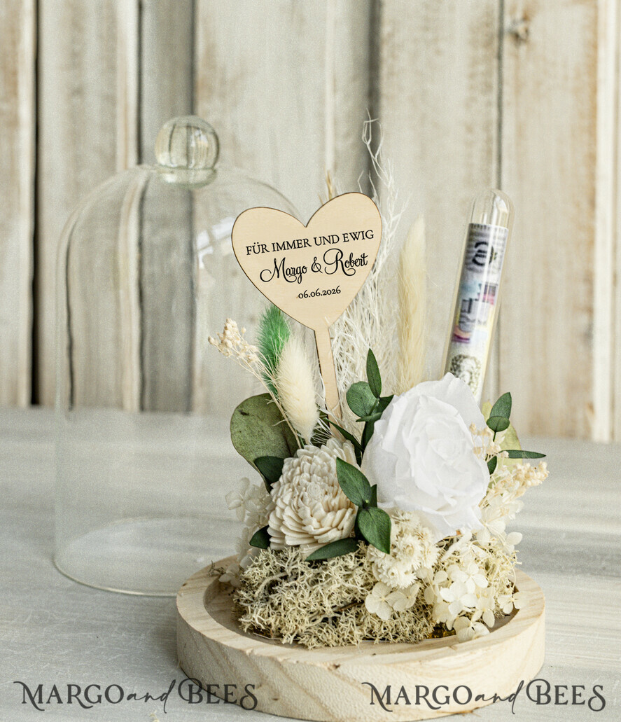 NEWLY WEDS COUPLE GIFTS Geldgeschenk zur Hochzeit Geschenkschachtel für Geld Geldgeschenk zur Hochzeit mit Strauß aus Trockenblumen personalisiert