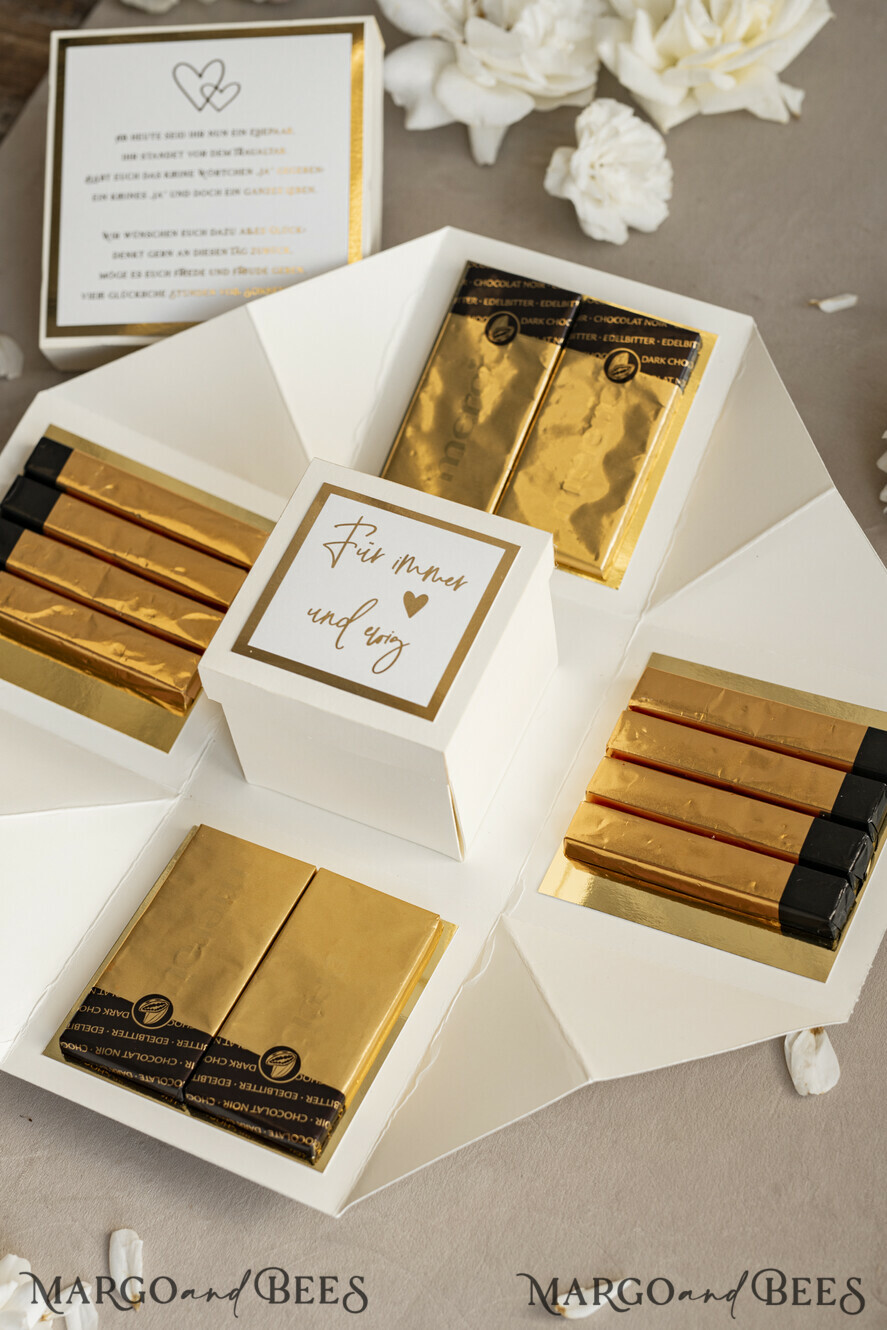 NEWLY WEDS COUPLE GIFTS Geldgeschenk zur Hochzeit Kleines Geldgeschenk zur Hochzeit – Exploding Box mit Pralinen und persönlichem Gruß