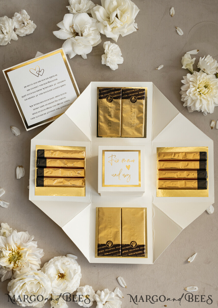 NEWLY WEDS COUPLE GIFTS Geldgeschenk zur Hochzeit Kleines Geldgeschenk zur Hochzeit – Exploding Box mit Pralinen und persönlichem Gruß