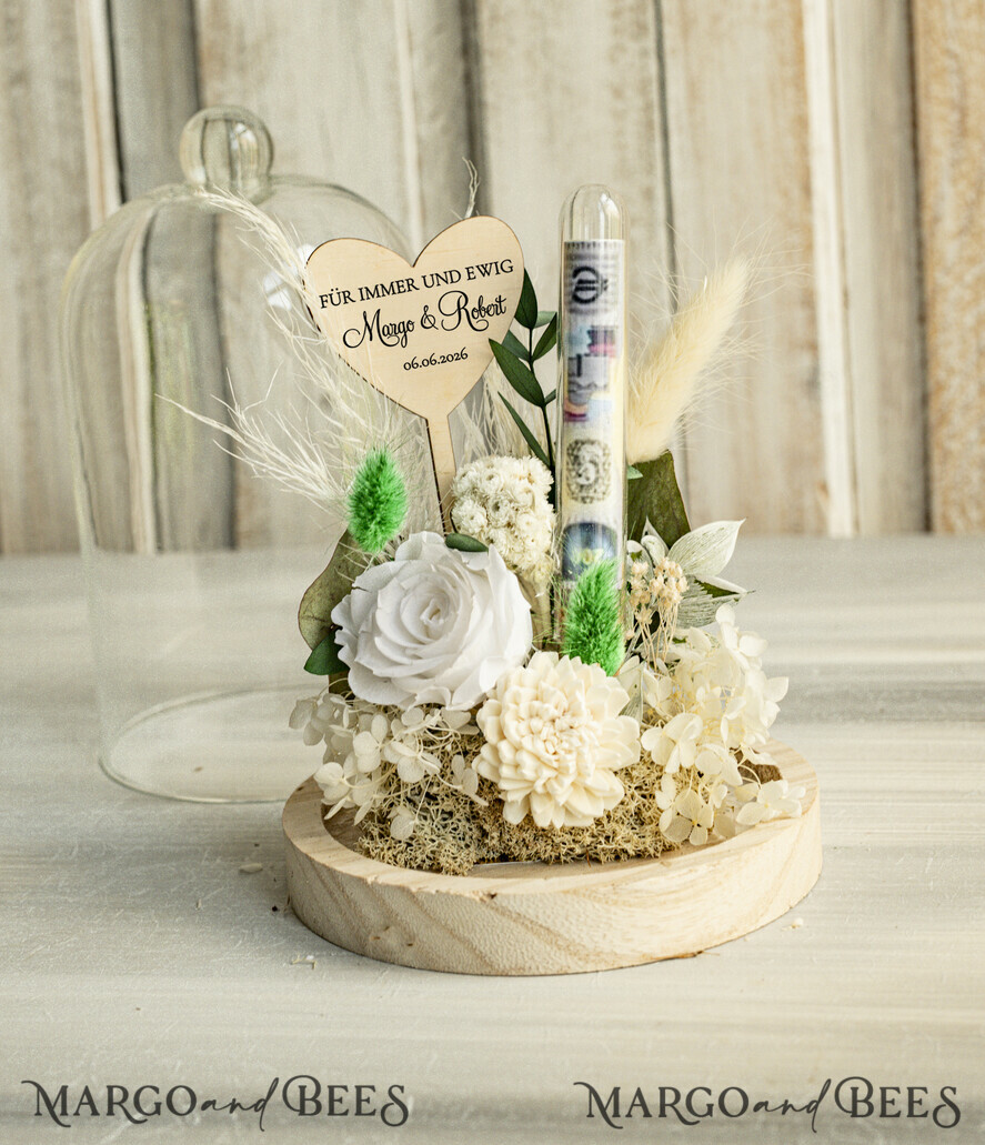 NEWLY WEDS COUPLE GIFTS Geldgeschenk zur Hochzeit Geschenkschachtel für Geld Geldgeschenk zur Hochzeit mit Strauß aus Trockenblumen personalisiert