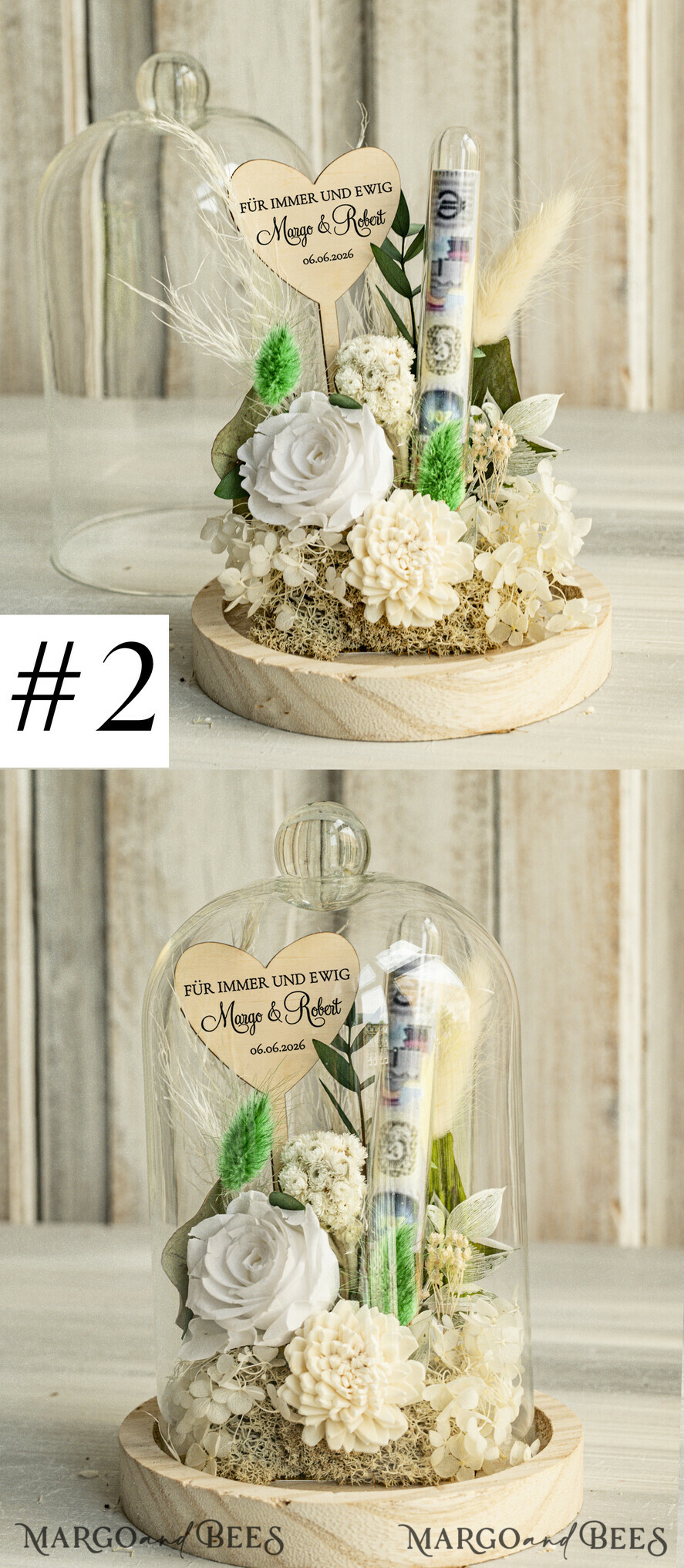 NEWLY WEDS COUPLE GIFTS Geldgeschenk zur Hochzeit Geschenkschachtel für Geld Geldgeschenk zur Hochzeit mit Strauß aus Trockenblumen personalisiert