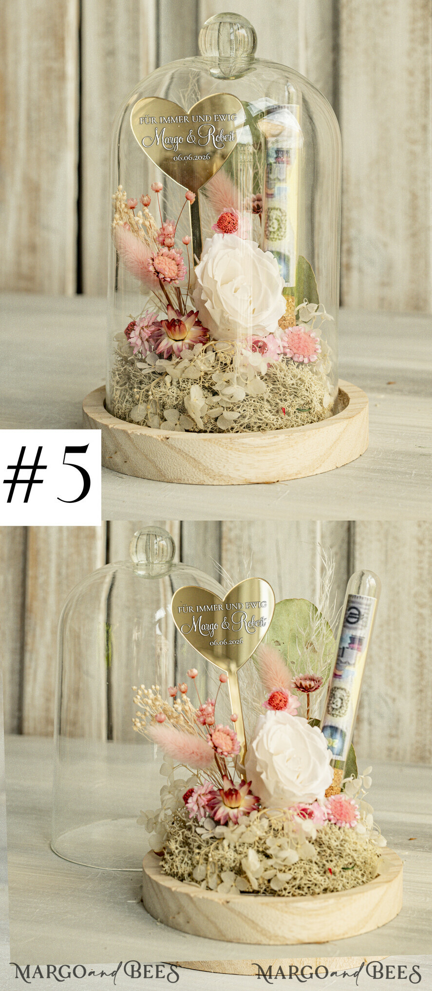 FRISCH VERHEIRATETES PAAR GESCHENKE Geldgeschenk zur Hochzeit Geschenkschachtel für Geld Geldgeschenk zur Hochzeit mit Strauß aus Trockenblumen personalisiert