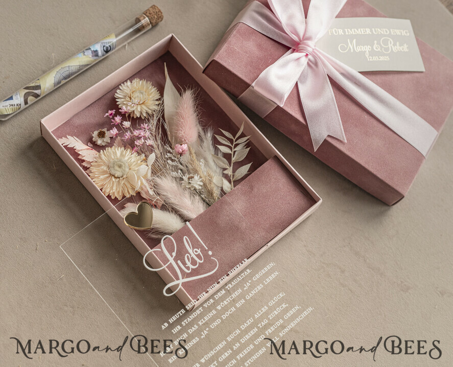 NEWLY WEDS COUPLE GIFTS Geldgeschenk zur Hochzeit Geschenkschachtel für Geld Geldgeschenk zur Hochzeit mit Strauß aus Trockenblumen personalisiert